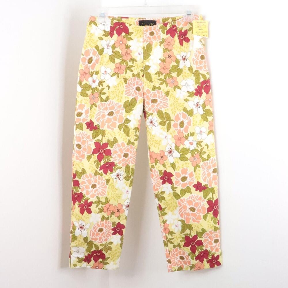 Corey B. Women's 10 Vintage Retro Floral Print Cotton Capri Cropped Pants (New)